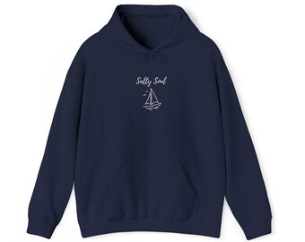 Geborduurde zeilboothoodie, unisex nautisch sweatshirt