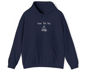 Geborduurde hoodie met zeilboot, sweater Nautical Ocean