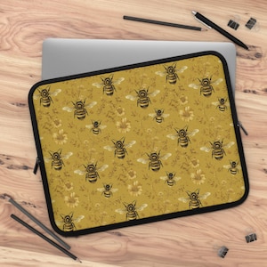 Laptoptasche für Damen, Laptoptasche mit Bienenmuster - umweltfreundlicher Tech-Beutel, Geschenk für Studenten, Lehrer, Schulanfang