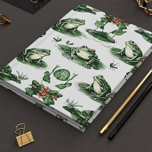 Frog notebook A5 hardback vintage style, Frog journal, Eco-Friendly Notebook, Gift for frog lover, Writing Journal, school notebook