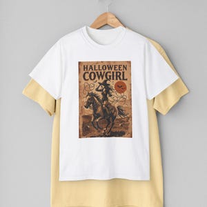 Halloween Cowgirl T-Shirt, Vintage Western Tee, Cowgirl Graphic Tee, Fall Festival Shirt, Cowboy Cowgirl top, Halloween Costume Top