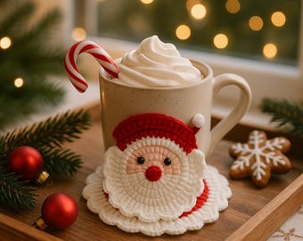 Santa Coaster Crochet Pattern PDF | Festive Christmas Mug Rug | Easy Holiday Crochet Tutorial | Instant Digital Download