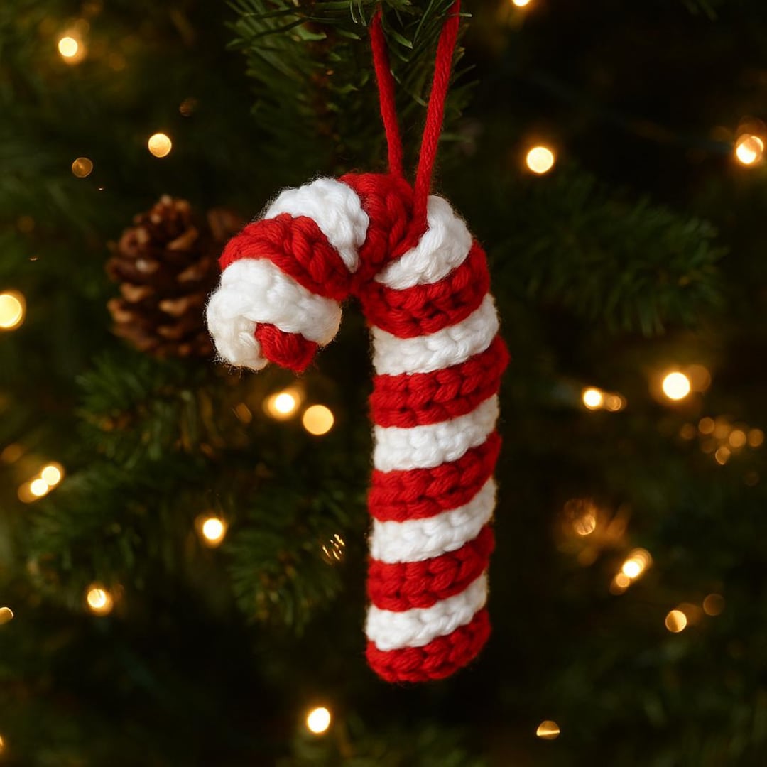 Crochet Candy Cane Ornament Pattern PDF | Easy Christmas Tree Décor ...