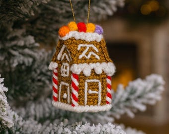 Crochet Gingerbread House Ornament Pattern PDF | Christmas Amigurumi Holiday Decor | Cute 3D Gingerbread House Tutorial | Beginner-Friendly