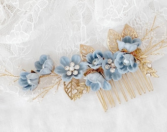 Pettine per capelli da sposa con fiori blu | Accessorio per capelli da sposa in blu | Gioielli da sposa | Qualcosa di blu per i tuoi capelli | Accessori per la sposa | Regalo per la futura sposa