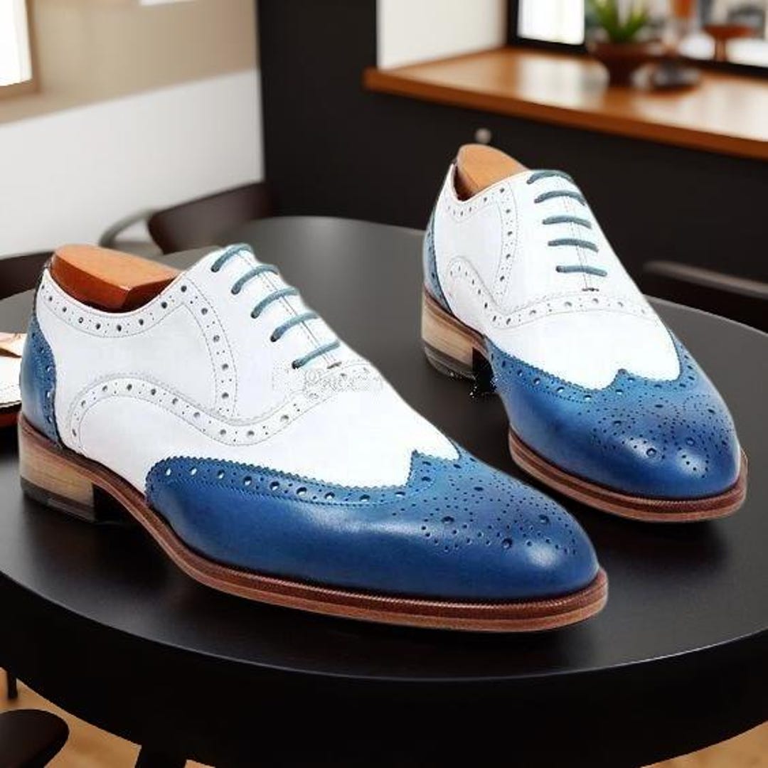 Men’s Size 9M blue and white spectator brogues. Made in Italy Handmade Full Brogue Spectator Oxford | Norman Vilalta  main image 3