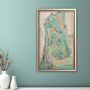 Chinese Shanshui Painting Misty Ridge –Hand-Painted Mountain  Village Scroll Art | Inspired by Ancient Shan Shui