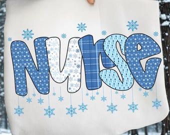 Enfermeira Coquette com Laço PNG, Design Aconchegante de Inverno para Enfermeiras, Arquivo para Sublimação para Enfermeiras, Estudantes de Medicina, Profissionais da Saúde, Estetoscópio de Boneco de Neve Fofo