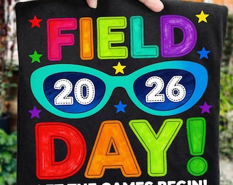 Koszulka szkolna Field Day Png dla dzieci z nadrukiem Nauczyciel 2026 Dzień sportu Niech gry się rozpoczną Pobierz natychmiastowy plik cyfrowy - Field Day Png