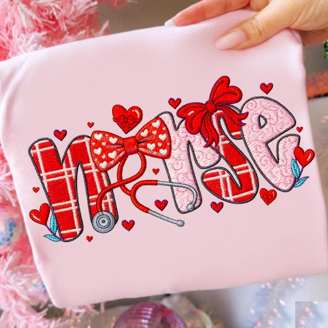 Valentine Nurse Embroidery PNG | Stitched Heart Stethoscope Clipart ...