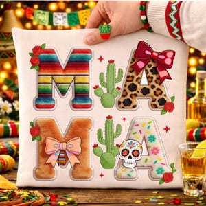 Cinco De Mayo Mama PNG, Mexican Fiesta Mom faux chenille varsity patch Sublimation Design, Sombrero Mama Shirt Digital Download