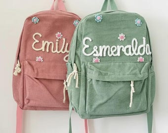 Mochila infantil de pana personalizada, mochila preescolar con nombre personalizado