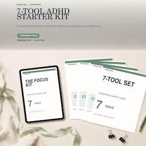 ADHD Starter Kit Printable - 7 Page Focus Bundle, Brain Dump Triage Daily Pages, Instant Download