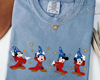 Walt Disney Fantasia Mickey Watercolor T-Shirt, Disneyland Family Matching Shirt, Comfort Colors®, Mickey Sorcerer, Fantasia Mickey T-shirts