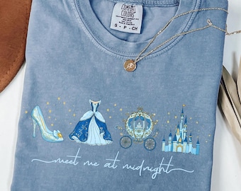 Comfort Colors® Meet me at Midnight Shirt, Cinderella Inspired T-Shirt, Disney Cinderella Shirt, Princess Party Gift, Disney Girls Trip 2025