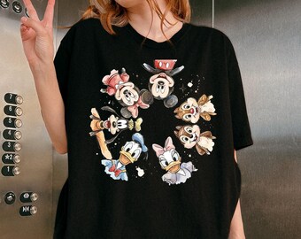 Disney Mickey and Friends Watercolor Shirt, Mickey Minnie Donald Daisy Pluto Goofy Circle Tees, Disney Family Vacation 2026, Comfort Colors®