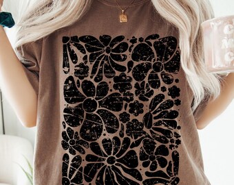 Boho Wildflowers Comfort colors® Shirt, Distressed Flowers T-shirt, Flower Market, Soft Goth Fairy Core Shirt, Matisse Floral Graphic Shirts