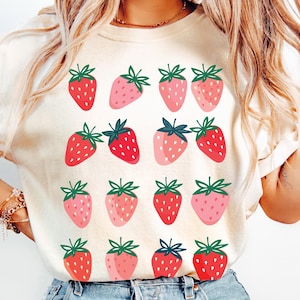 Cute Strawberry T-shirt, Comfort Colors Summer Strawberry Shirt, Cottagecore Berries T-shirt, Botanical Garden T-shirt, Strawberry Aesthetic