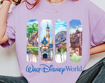 Retro Walt Disneyworld Watercolor Comfort Colors® Shirt, Vintage Disneyworld Shirt, Retro Disney Shirt, Disney 2025 Trip, Magic Castle Shirt