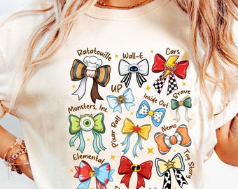 Coquette Bows Toy Story Characters Shirt, Toy Story Land Matching, Disneyland, Comfort Colors®, Coquette Bows Watercolor Pixar Movies Tshirt