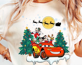 Mouse And Friends Christmas Shirt, Disney Christmas Toddler T-Shirt, McQueen Christmas Shirt, Disney Pixar Christmas Shirts, Comfort Colors®
