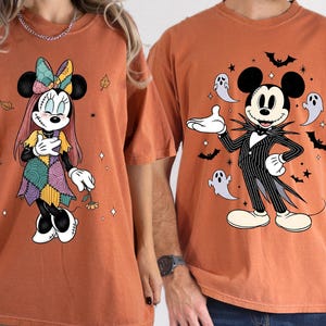Comfort Colors® Mickey and Minnie Halloween Couple Shirts, Mickey Ghost Shirt, Minnie Ghost Shirt, Kids Halloween Tee,  Spooky Season Shirts