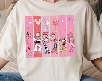 Toy Story Mickey balloon Disney Valentine shirt, Woody Buzz Lightyear Jessie WDW Disneyland Happy Valentine's Day, Comfort Colors®