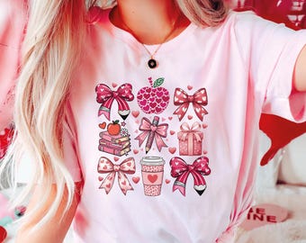 Valentines Day Teacher Shirt, Comfort Colors® Valentine Teach Tee, Teacher Valentine Gift, Preppy Pink Teaching Tshirt, Gift for New Teacher