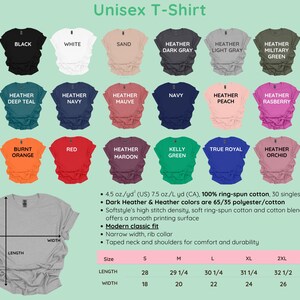 a collection of 16 different colored T-shirts, each with a unique color and design, arranged in a grid format.
