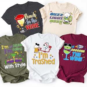 Toy Story Characters Drinking T-Shirt, Woody Beer Shirt, Disney Toy Story Wine Festival Tee, Drinking Around The World Tees, Comfort Colors®