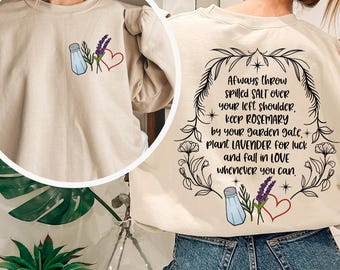 Salt Rosemary Lavender Love Front and Back Sweatshirt, Practical Magic Sweatshirt, Magic Spell ,T-shirt, Witchy Hoodie, Halloween Sweatshirt