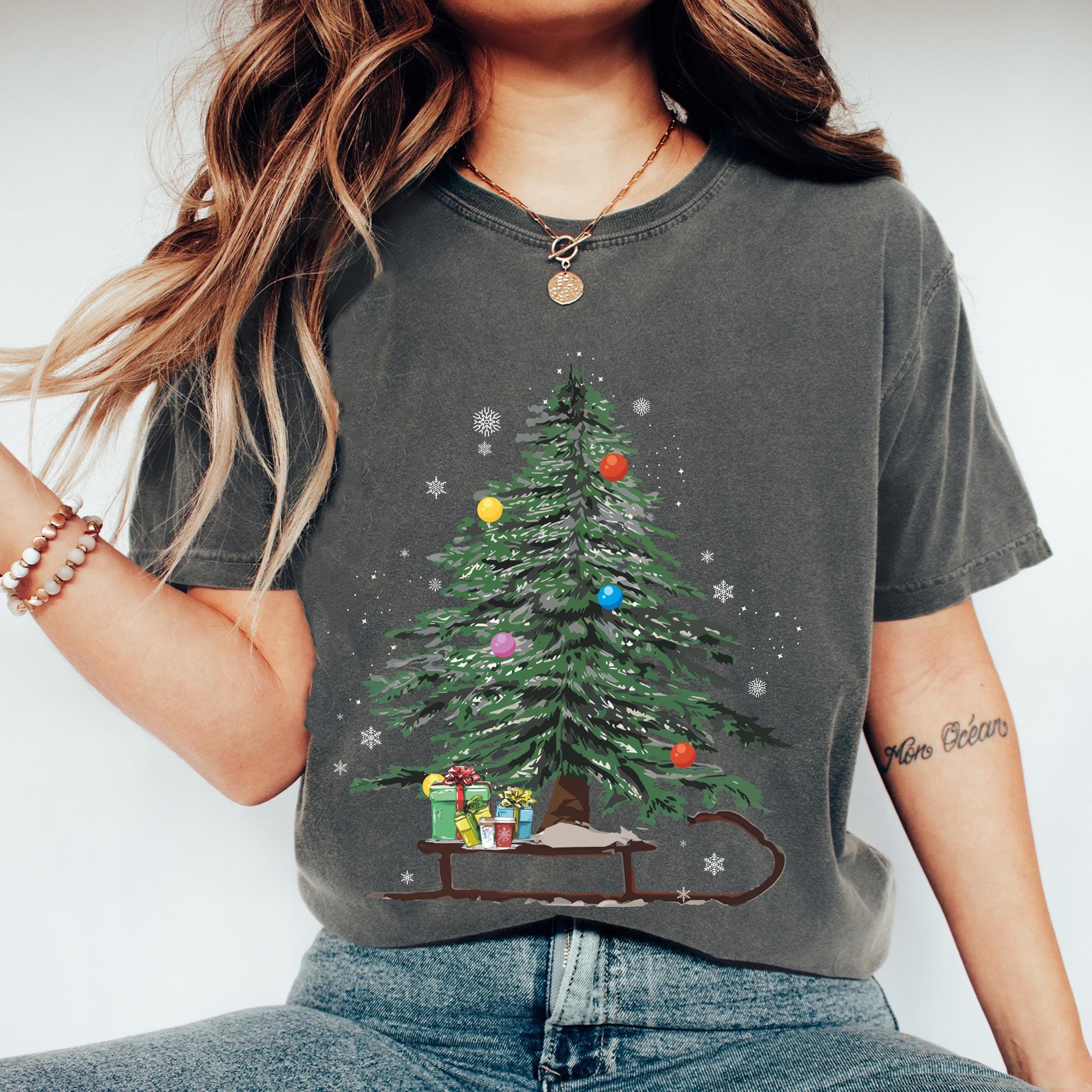 Woman's Holiday Sweatshirt, Women's Xmas Tee, Christmas Sleigh Crewneck — free download