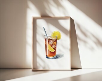 Impresión de té helado de limón: Decoración refrescante para la cocina de verano (Descarga digital)