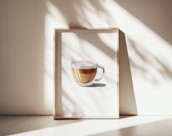 Flat White Coffee Poster: Minimalist Kitchen Wall Art, Coffee Print (Digital Download)