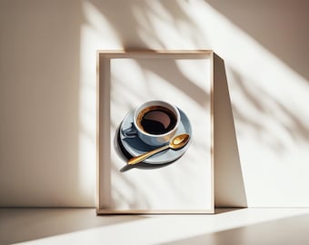 Espresso Coffee Poster: Minimalist Kitchen Wall Art, Coffee Print (Digital Download)