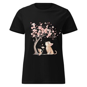 Women’s basic softstyle t-shirt-nice tshirt with two cats under the flowers