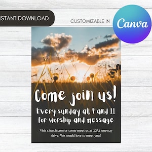 Church Invitation Flyer Template, Church Service Flyer Invite, Church Announcement, Church Event, Sunday Poster, Instant Download, Printable