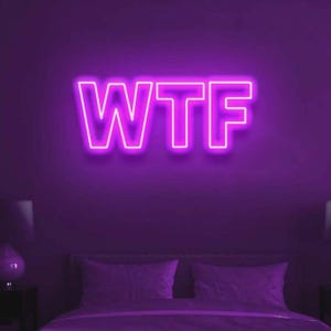 WTF Neon Sign – Funny LED Wall Sign, Cool Room Decor, Aesthetic Light for Bedroom, Gamer Setup, Dorm Decor, Gift for Him or Her
