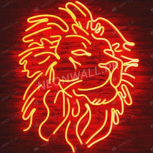 Lion Face Neon Sign: LED Wall Art for Gym, Bar, Man Cave