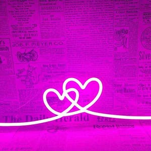 Couple Heart Neon Sign – Romantic LED Wall Light for Bedroom or Wedding Decor | Gift for Couple, Anniversary, Valentine’s Day
