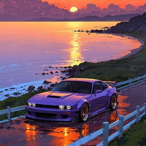 Dodge Challenger Car Poster – Muscle Car Wall Art Metal Print – Garage Decor for Men – Gift for Car Lover – Man Cave Sign | Metal Poster
