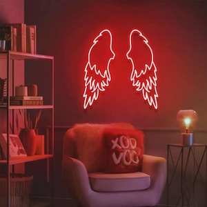 Angel Wings Neon Sign Pair: LED Wall Decor - Bedroom, Events