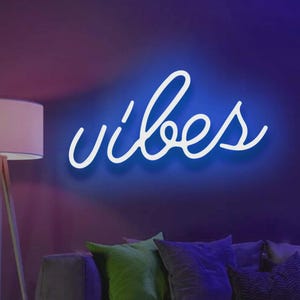 Enseigne néon Vibes : décoration murale LED à énergie positive - 12 x 6 po
