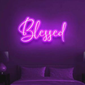Blessed Neon Sign | Neon Sign Decor | LED Neon Light | Christian Room Sign | Faith-Based Gift | Big Size Neon | Custom Quote Light