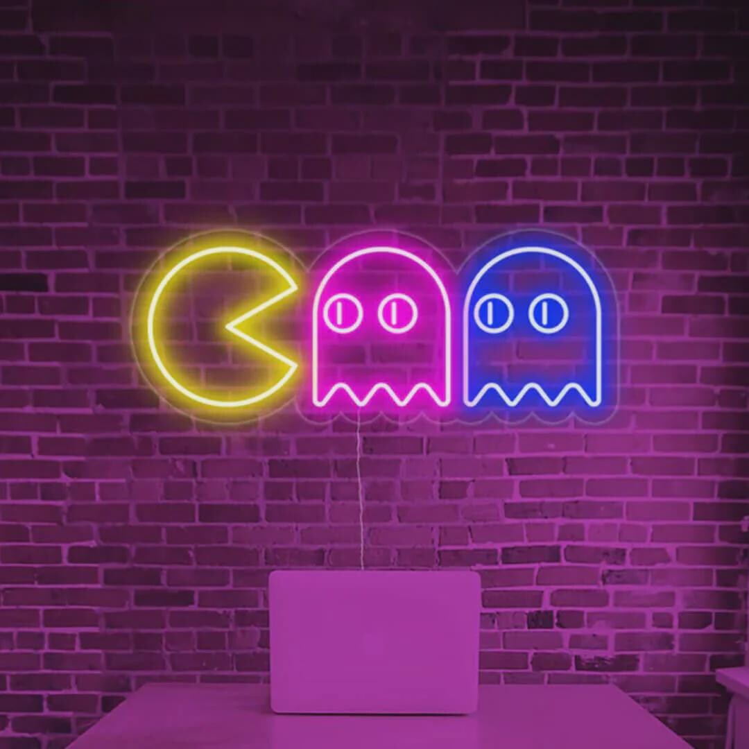 Pacman Neon Sign: Retro Arcade Game Room Decor - Etsy