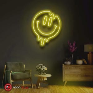 Smile Face Emoji Neon Light, Happy Face LED Wall Sign, Fun Room Decor, Game Room Light, Smiley Neon Mood Booster, Game Room Decor, Gift Idea