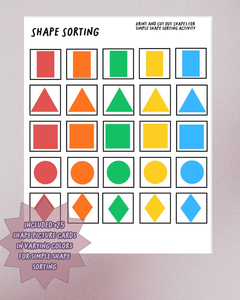 Shape Sorting Activity: Preschool Classroom or ABA Therapy Printable ...