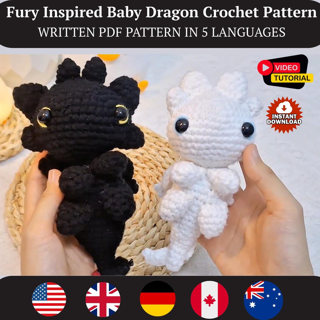 Crochet Pattern Fury, Light Fury Crochet Pattern, Dark Fury Crochet ...