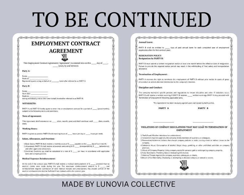 Editable Employment Agreement Template: HR Service Contract (A4/US ...