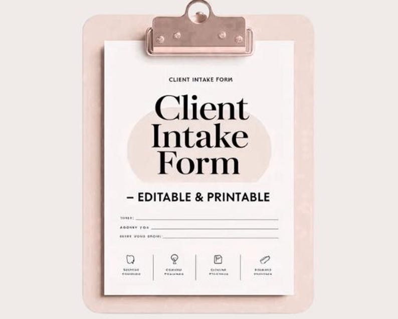 Client Intake Form: Editable PDF & Canva Template for Small Business - Etsy